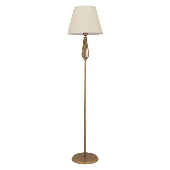 Apliqa Bolivia Beyaz Şapkalı Eskitme Modern Tasarım Ayaklı Abajur Lamba Metal Lambader