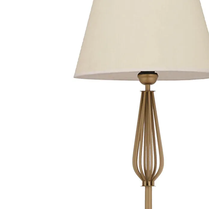 Apliqa Bolivia Beyaz Şapkalı Eskitme Modern Tasarım Ayaklı Abajur Lamba Metal Lambader