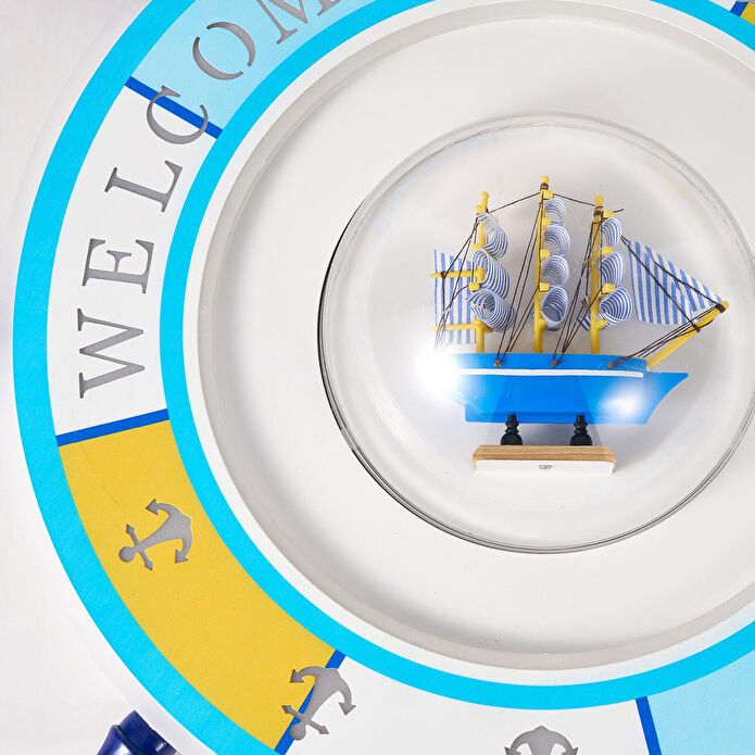 Apliqa Loui Ledli Gemi Dümeni Desenli Plafonyer Çocuk Odası Avize