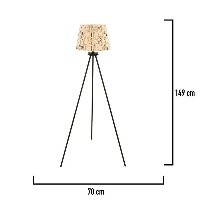Apliqa Epona Desenli Şapkalı Siyah Modern Dekoratif Salon Lambader