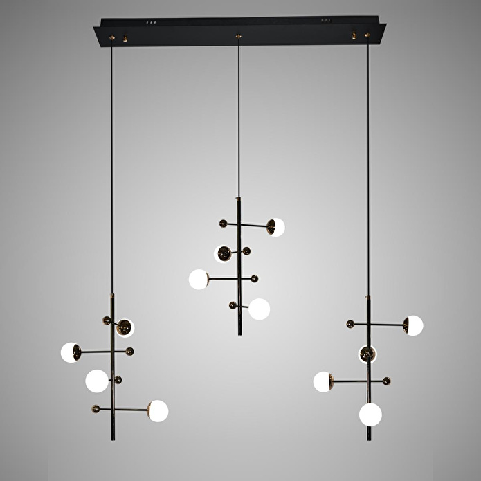 Apliqa Addo Siyah 3'lü 12 Watt Sıralı Modern Sarkıt Koridor, Yemek Masası Üstü, Salon Sarkıt Led Avize