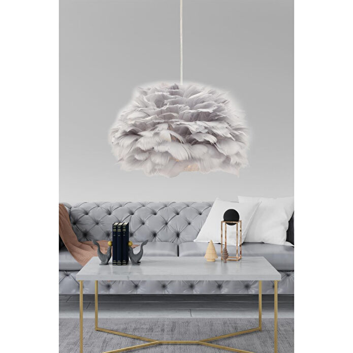 Apliqa Belinay Tekli Tüylü Siyah Sarkıt Avize Modern Sarkıt Mutfak Salon Sarkıt Avize