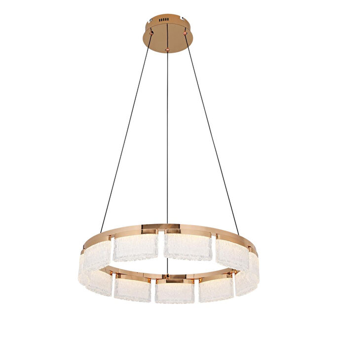 Apliqa Rosae 60'lık Gold Krisatal Yuvarlak Sarkıt Salon Led Avize