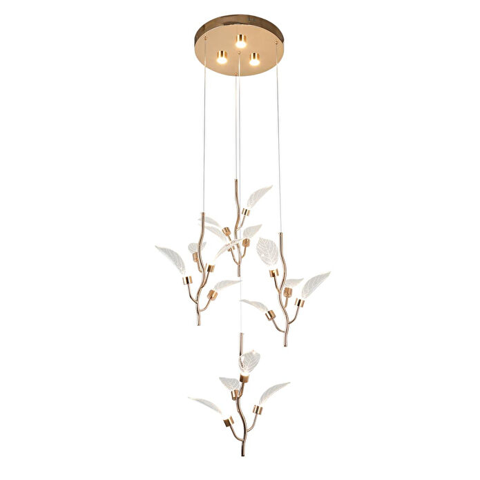 Apliqa Liria 4'lü Gold Yaprak Desenli Sarkıt Led Avize
