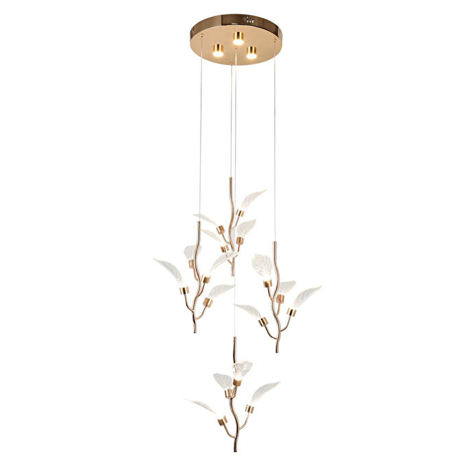 Apliqa Liria 4'lü Gold Yaprak Desenli Sarkıt Led Avize