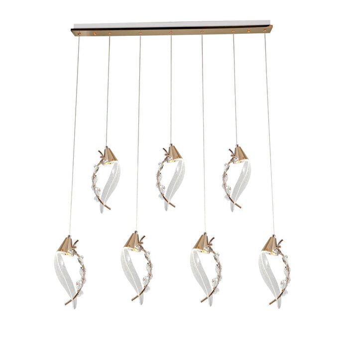 Apliqa Ardea 7'li Gold Sıralı Sarkıt Salon Led Avize