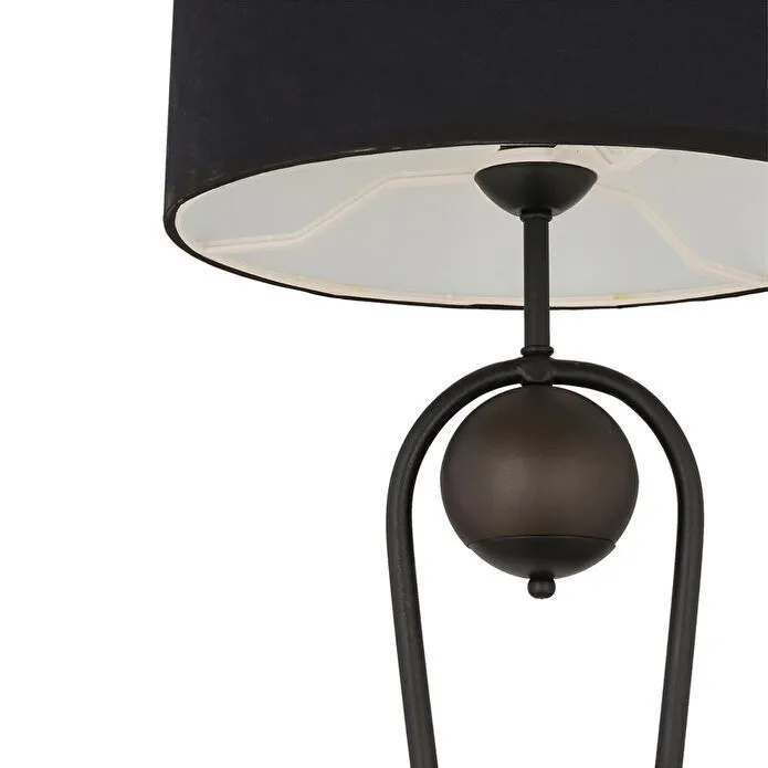 Apliqa Letta Siyah Şapkalı Siyah Modern Tasarım Ayaklı Abajur Lamba Metal Lambader