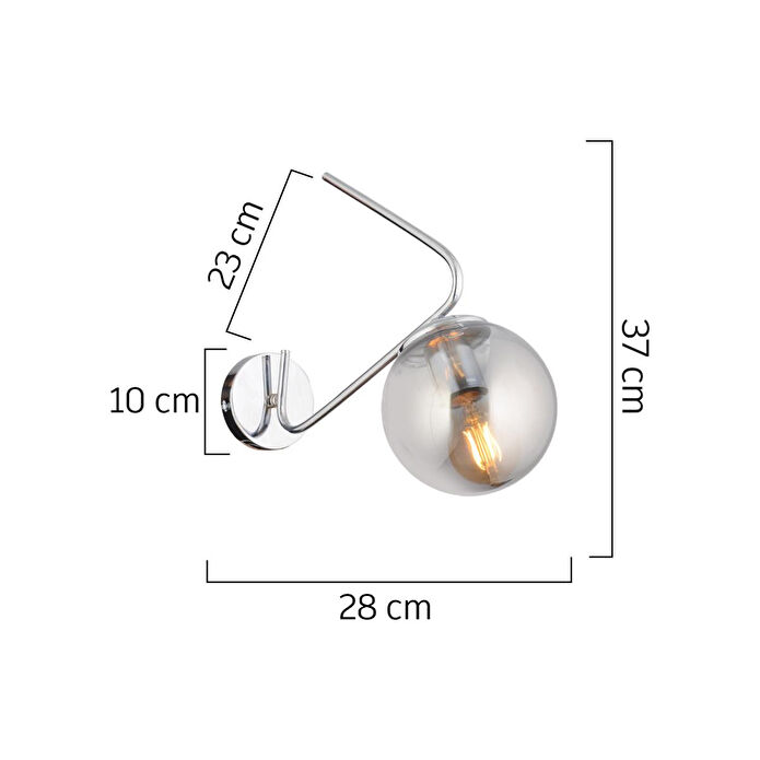 Apliqa Mildred Tekli Krom Duvar Lambası Yatak Odası-yatak Başı-banyo İçin Modern Aplik