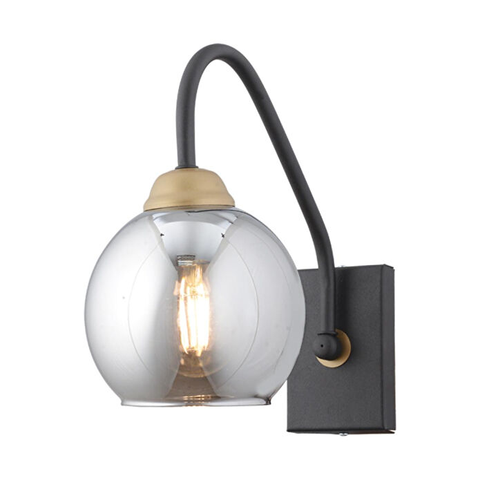 Apliqa Ulrika Tekli Siyah Eskitme Füme Camlı Modern ,yatak Başı,yatak Odası Salon Aplik