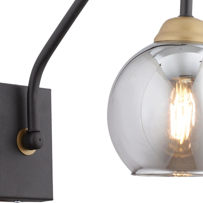 Apliqa Ulrika Tekli Siyah Eskitme Füme Camlı Modern ,yatak Başı,yatak Odası Salon Aplik