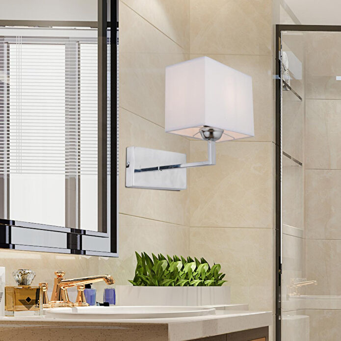 Apliqa Rylee Tekli Beyaz Şapkalı Krom Duvar Lambası Yatak Odası-yatak Başı-banyo Için Modern Aplik