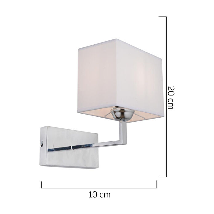 Apliqa Rylee Tekli Beyaz Şapkalı Krom Duvar Lambası Yatak Odası-yatak Başı-banyo Için Modern Aplik