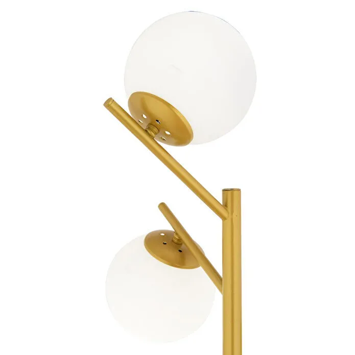 Apliqa Renji 3lü Gold Boyalı Beyaz Camlı Modern Tasarım Metal Lambader