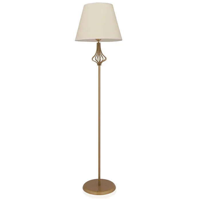 Apliqa Josefa Beyaz Şapkalı Eskitme Modern Tasarım Ayaklı Abajur Lamba Metal Lambader