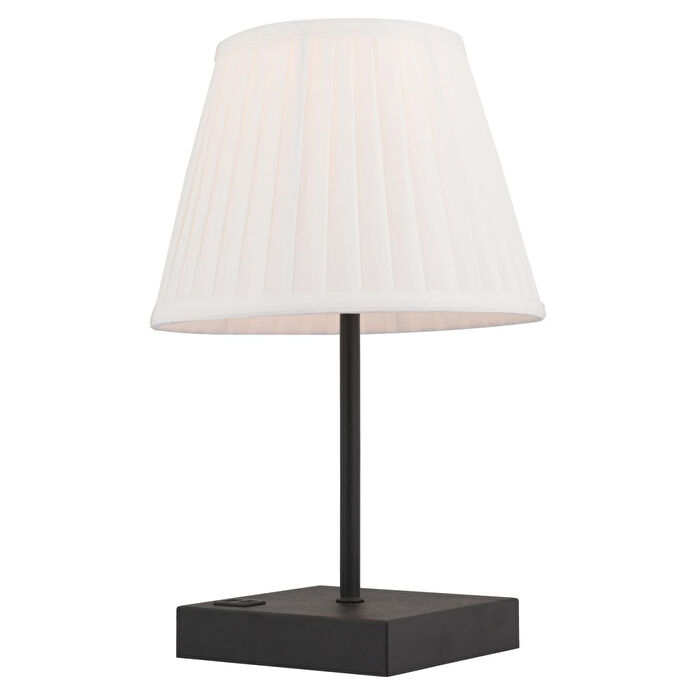 Apliqa Edel Usb Girişli Hızlı Telefon Şarj Edilebilir Beyaz Şapkalı Siyah Masa Lambası Abajur