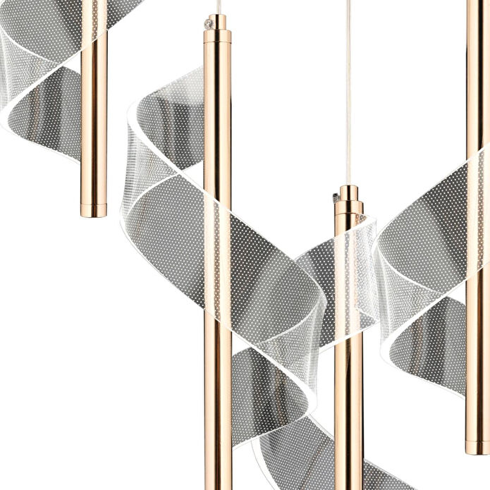 Apliqa Jadon 5'li Sıralı 3 Renkli 40 Watt Gold Kristal Ledli Modern Oturma Odası Salon Sarkıt Avize