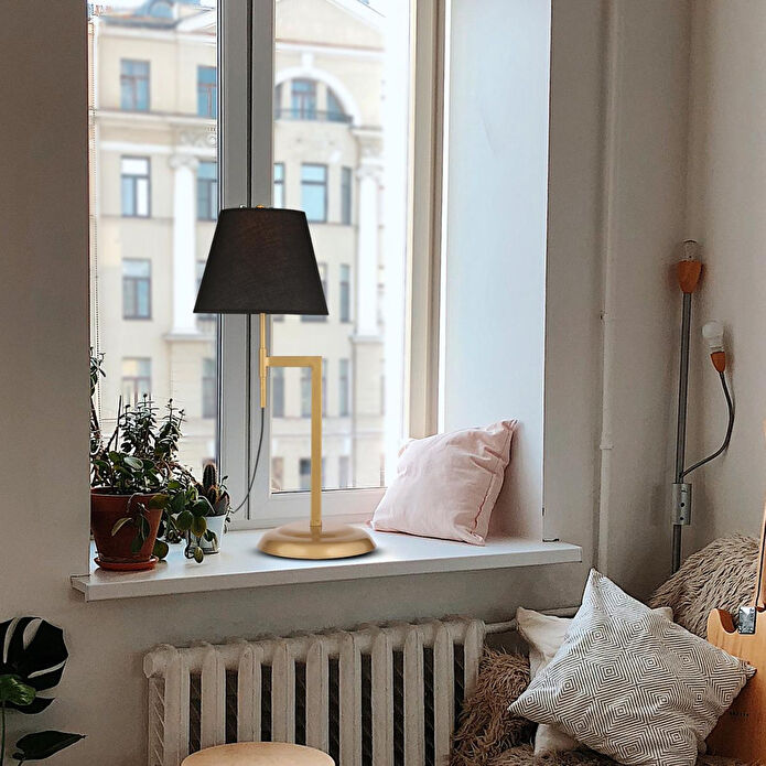 Apliqa Favla Siyah Şapkalı Eskitme Masa Lambası Modern Tasarım Ayarlanabilir Retro Abajur