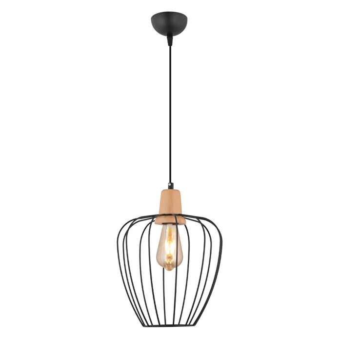 Apliqa Denis Tekli Siyah Telli Ahşap Duylu Modern Koridor, Yatak Odası, Salon Sarkıt Avize