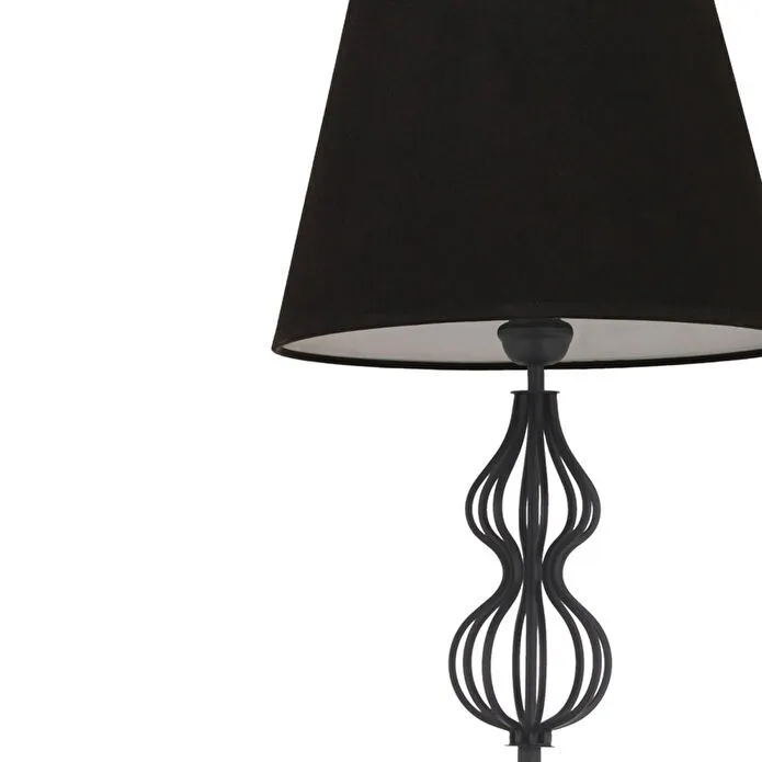 Apliqa Vance Siyah Şapkalı Siyah Modern Tasarım Ayaklı Abajur Lamba Metal Lambader