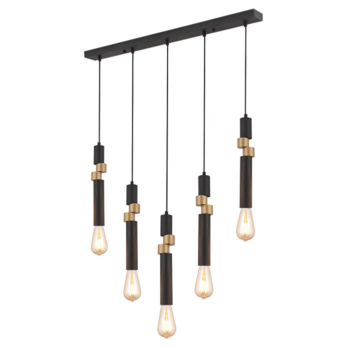 Apliqa Barnaby 5'li Sıralı Siyah Eskitme Sarkıt Modern Genç Odası Mutfak Salon Sarkıt Avize