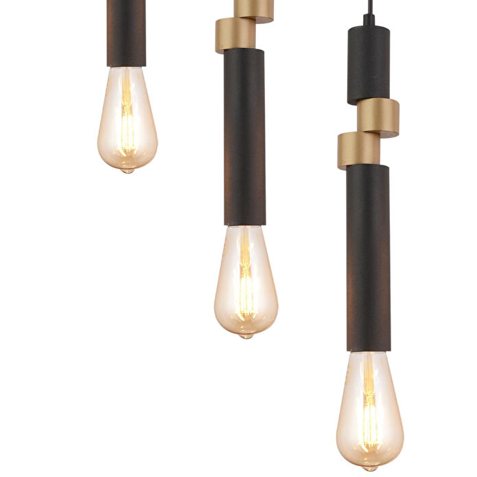 Apliqa Barnaby 5'li Sıralı Siyah Eskitme Sarkıt Modern Genç Odası Mutfak Salon Sarkıt Avize