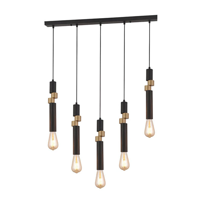 Apliqa Barnaby 5'li Sıralı Siyah Eskitme Sarkıt Modern Genç Odası Mutfak Salon Sarkıt Avize