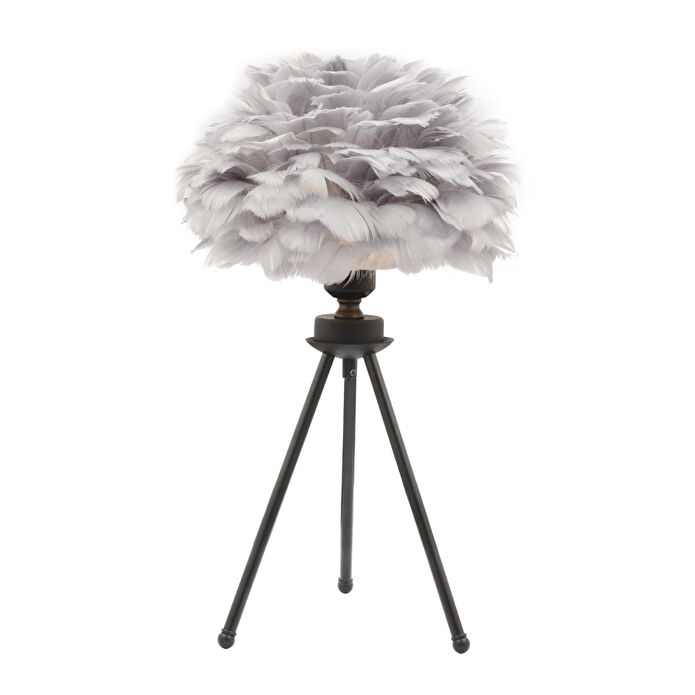 Apliqa Beli̇nay Si̇yah Tüylü Abajur Masa Lambası Modern Tasarım -yatak Odası-salon Abajur