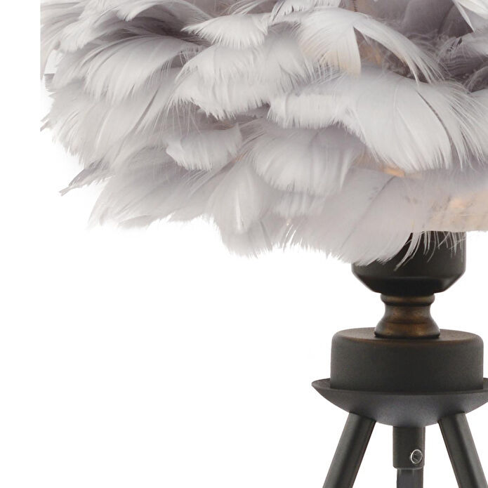 Apliqa Beli̇nay Si̇yah Tüylü Abajur Masa Lambası Modern Tasarım -yatak Odası-salon Abajur