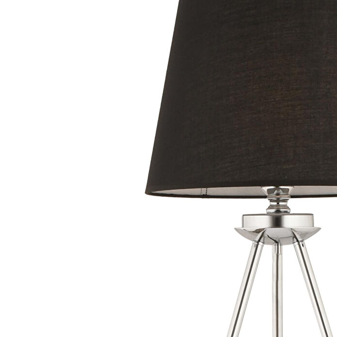 Apliqa Epona Siyah Şapkalı Krom Modern Dekoratif Salon Lambader