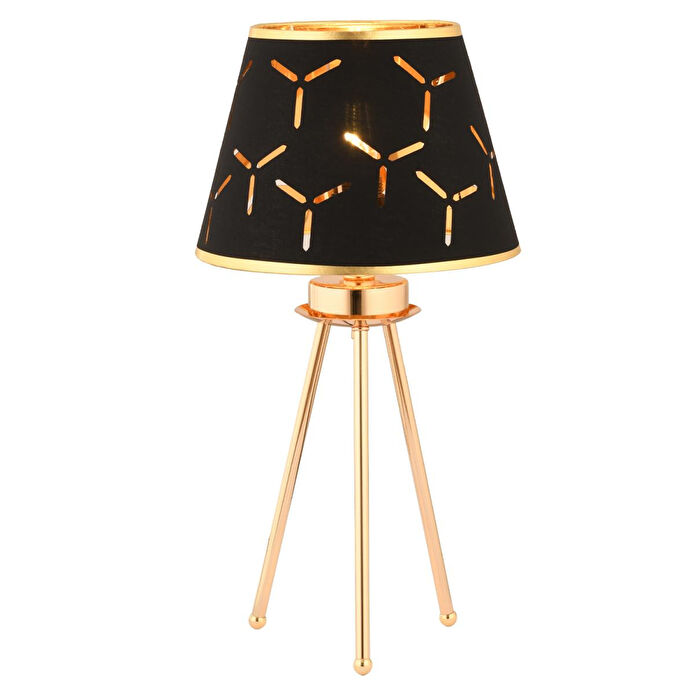 Apliqa Epona Siyah Desenli Şapkalı Gold Modern Dekoratif Salon Abajur