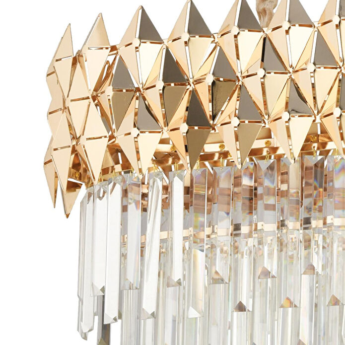 Apliqa Rodya 80'lik Sıralı Gold Kristal Taşlı Modern Yemek Odası Salon Sarkıt Avize