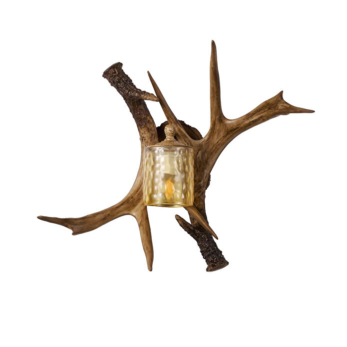 Apliqa Zoye Ahşap Geyik Boynuzu Desenli Modern Kafe Restoran. Salon Aplik