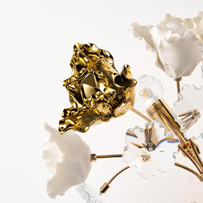 Apliqa Faxon 2'li Gold Çiçek Desenli Modern Yatak Başı Salon Aplik