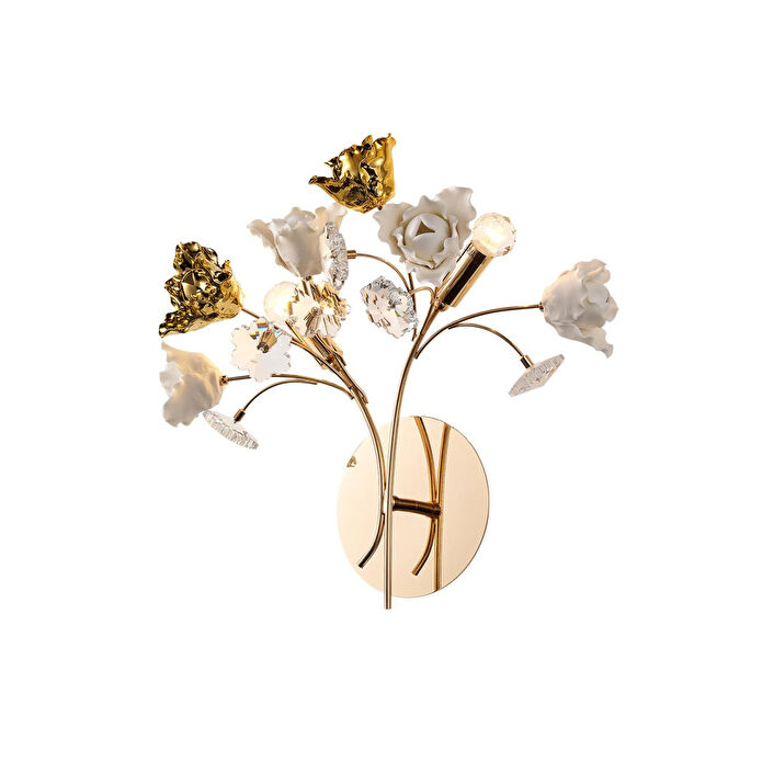 Apliqa Faxon 2'li Gold Çiçek Desenli Modern Yatak Başı Salon Aplik