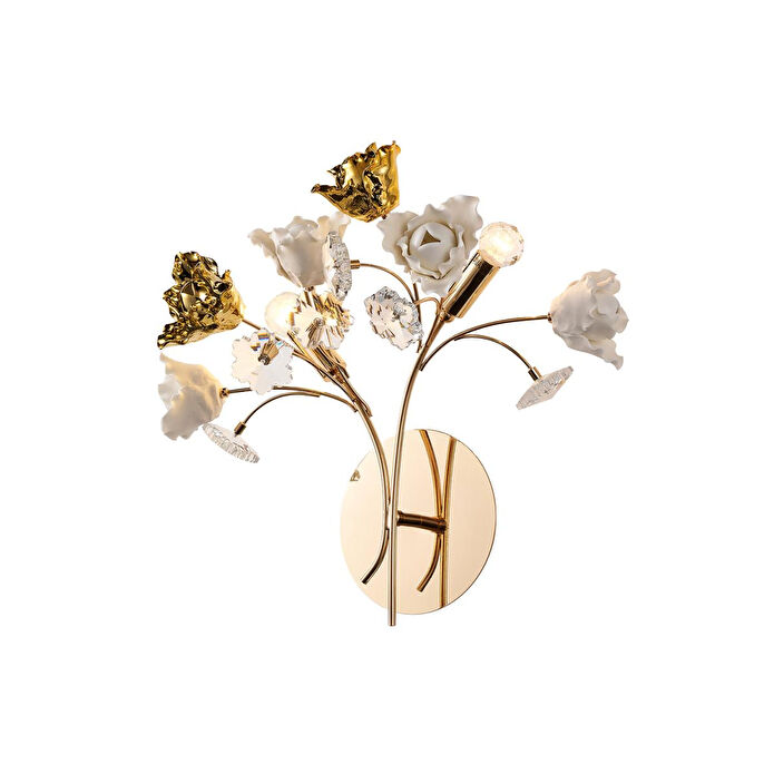 Apliqa Faxon 2'li Gold Çiçek Desenli Modern Yatak Başı Salon Aplik