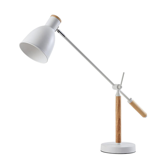 Apliqa Marmo Ahşap Detaylı Beyaz Ders Çalışma Masası Lambası