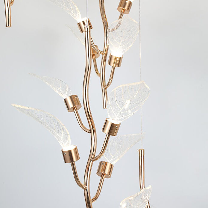 Apliqa Liria 7'li Gold Yaprak Desenli Sarkıt Led Avize