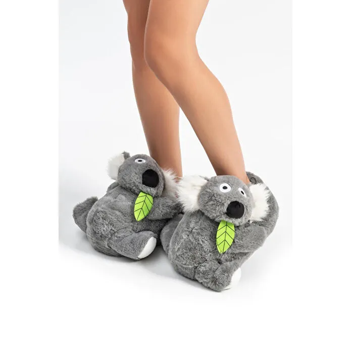 Twigy Koala Kadın,garson Boy Hayvanlı Panduf Gri 36/41
