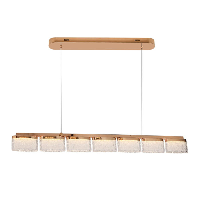 Apliqa Rosae Gold Krisatal Sıralı Sarkıt Salon Led Avize