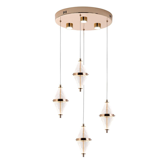 Apliqa Harold 4'lü 24 Watt Yuvarlak Gold Ledli Modern Salon Avize