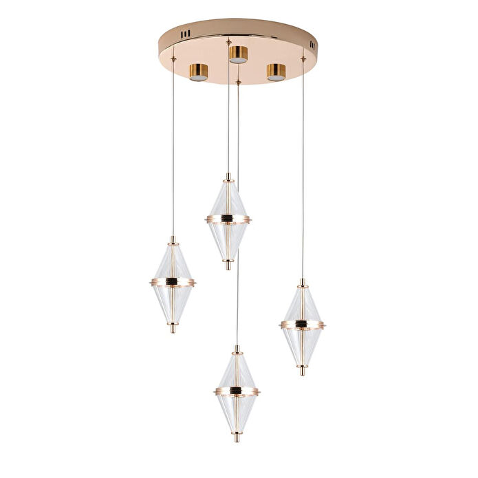 Apliqa Harold 4'lü 24 Watt Yuvarlak Gold Ledli Modern Salon Avize