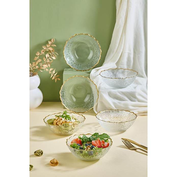 Lora Bianca Goblen Şeffaf 6 Parça 15 Cm Cam Salata/çorba/çerez Kasesi Seti Şeffaf