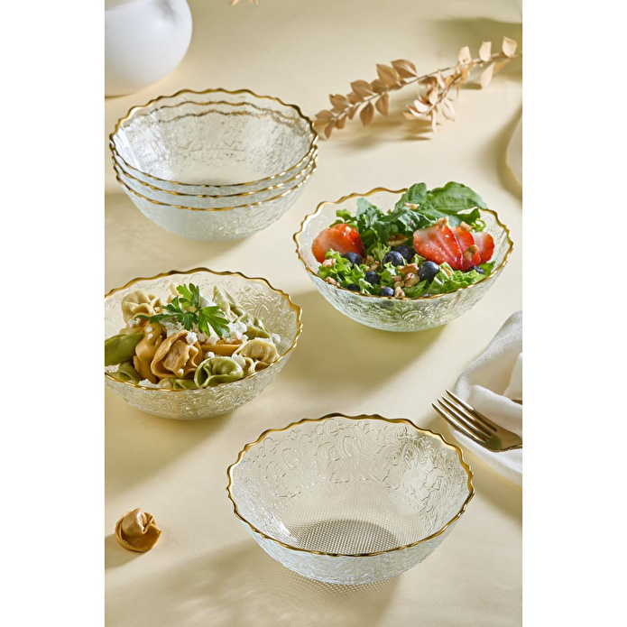 Lora Bianca Goblen Şeffaf 6 Parça 15 Cm Cam Salata/çorba/çerez Kasesi Seti Şeffaf