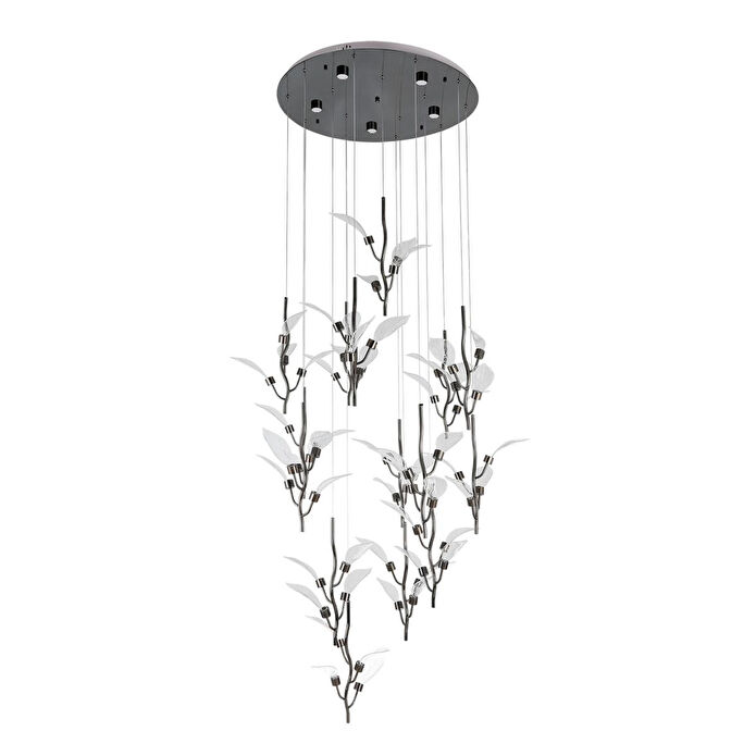 Apliqa Liria 15'li Platin Yaprak Desenli Sarkıt Led Avize