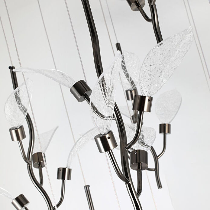 Apliqa Liria 15'li Platin Yaprak Desenli Sarkıt Led Avize