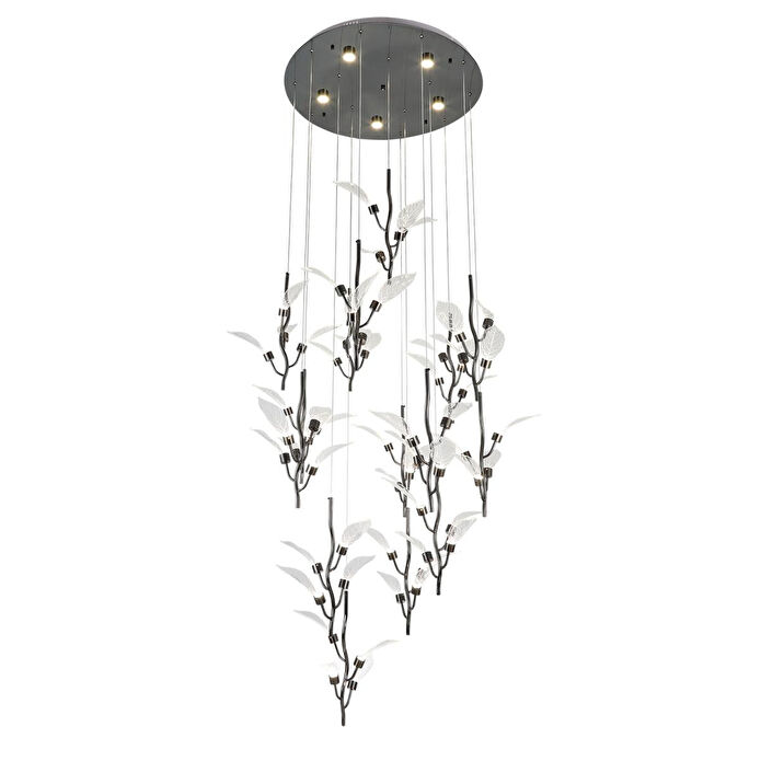 Apliqa Liria 15'li Platin Yaprak Desenli Sarkıt Led Avize