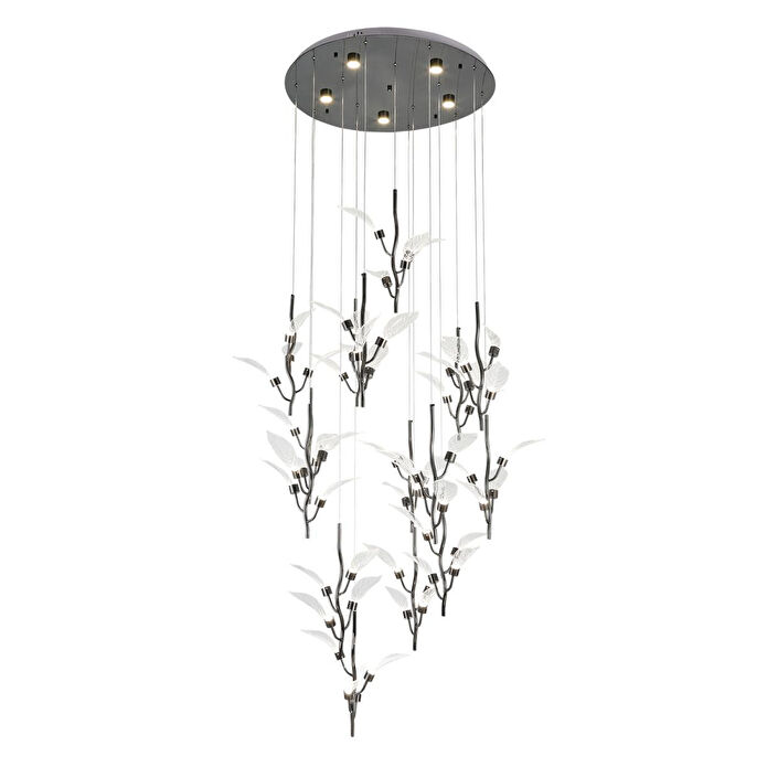 Apliqa Liria 15'li Platin Yaprak Desenli Sarkıt Led Avize