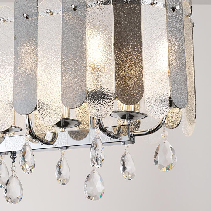 Apliqa Madera 80'lik Krom Füme Camlı Kristal Taşlı Avize