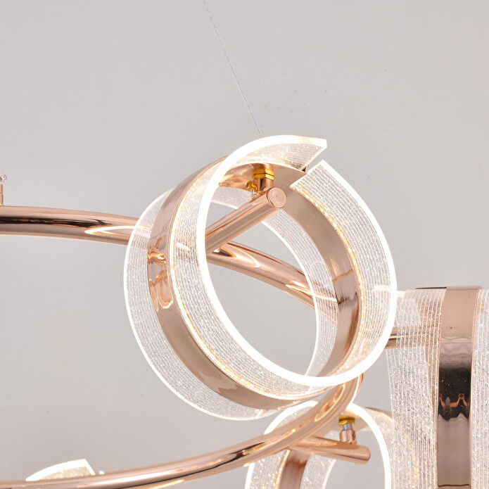 Apliqa Linea 8'li Gold Yuvarlak Salon Sarkıt Led Avize