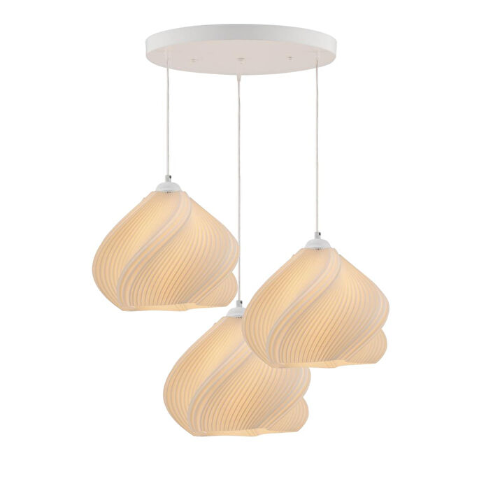 Apliqa Leaf 3'lü Beyaz Modern Pinterest Tarzı Sarkıt Avize